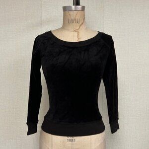 NWT Vintage 2000s Velour Boatneck Black Juicy Couture Sweatshirt Small